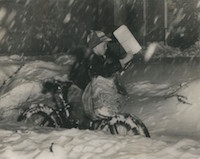Delivering newspapers in snow