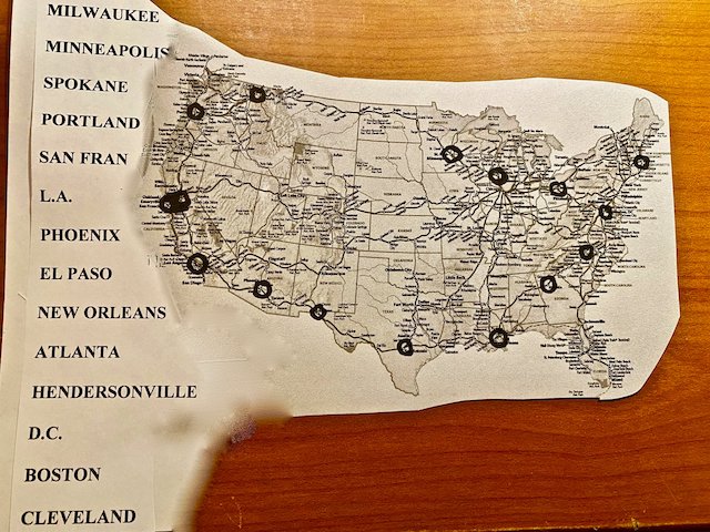 Map of the 2021 Combat Veteran Cross Country Tour